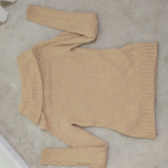 Mariele Waithe Tan 100% Cashmere Long sleeve turtle neck Cable knit sweater sz M - Picture 8 of 16